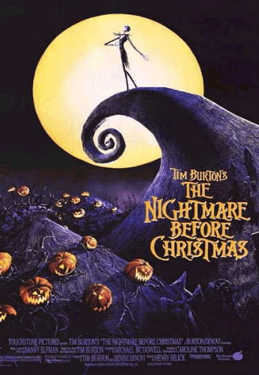 cartoon poster for the 1993 stop-motion film Tim Burton's The Nightmare Before Christmas.